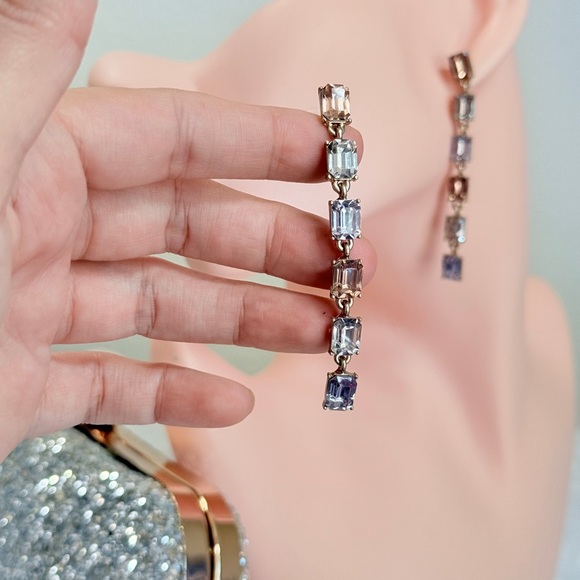 Gold and Multicolor Gem Earrings - Picture 5 of 7